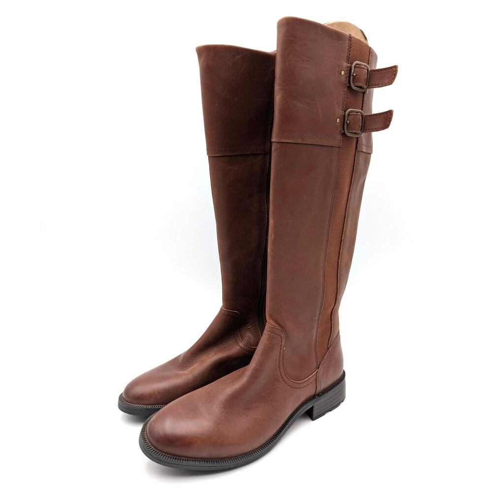 Clarks Adalynn Hope Knee High Boots Side Zip Women's Brown Size US7M EU37.5